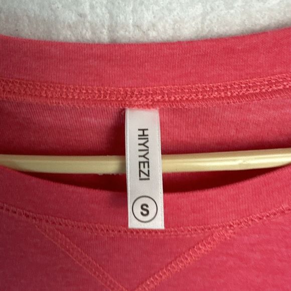 Hiyiyezi Sweatshirt Women Pink Small Long Sleeve Crew Neck Pullover Curved Hem - Picture 3 of 10